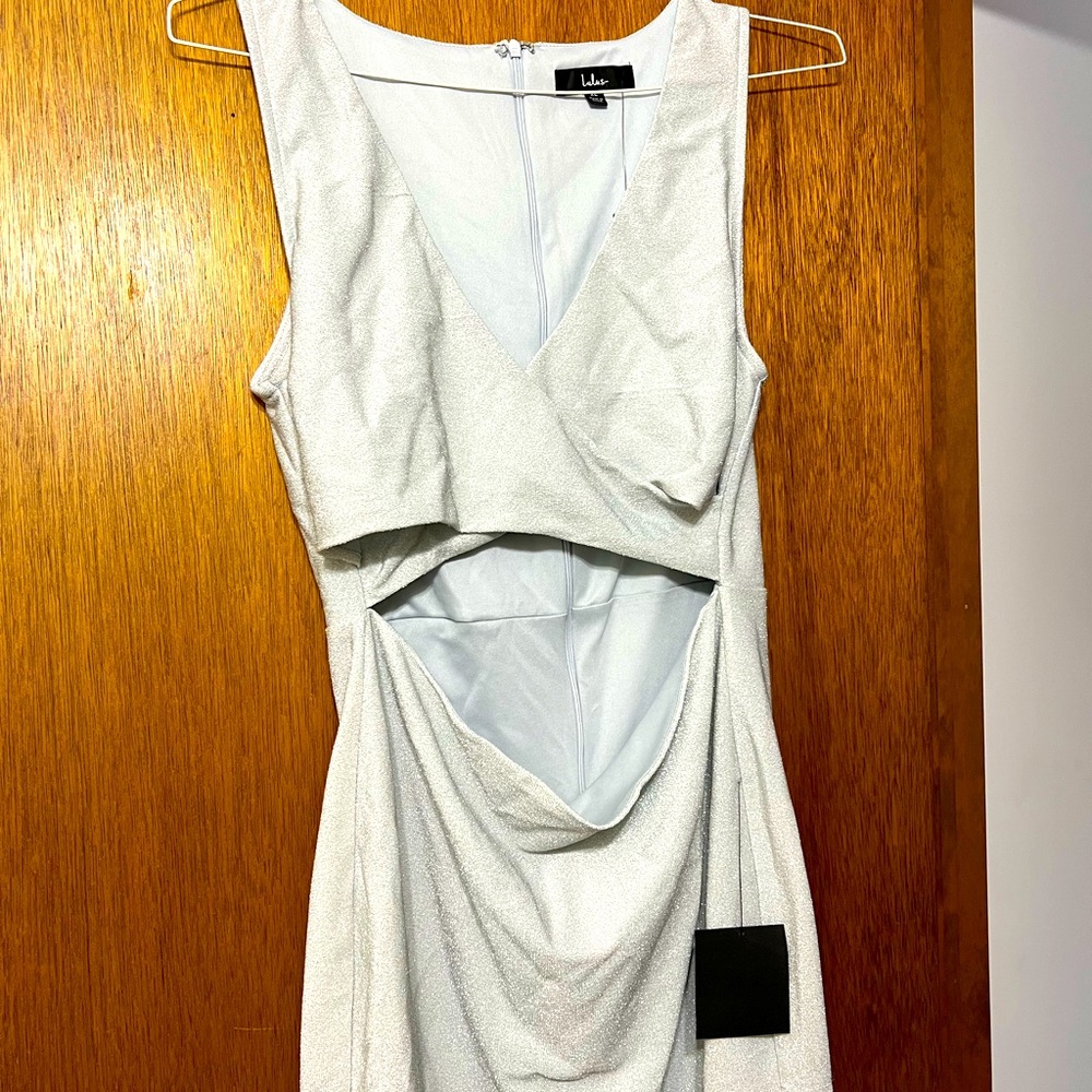 NWT lulus size XL silver shimmer cut out dress